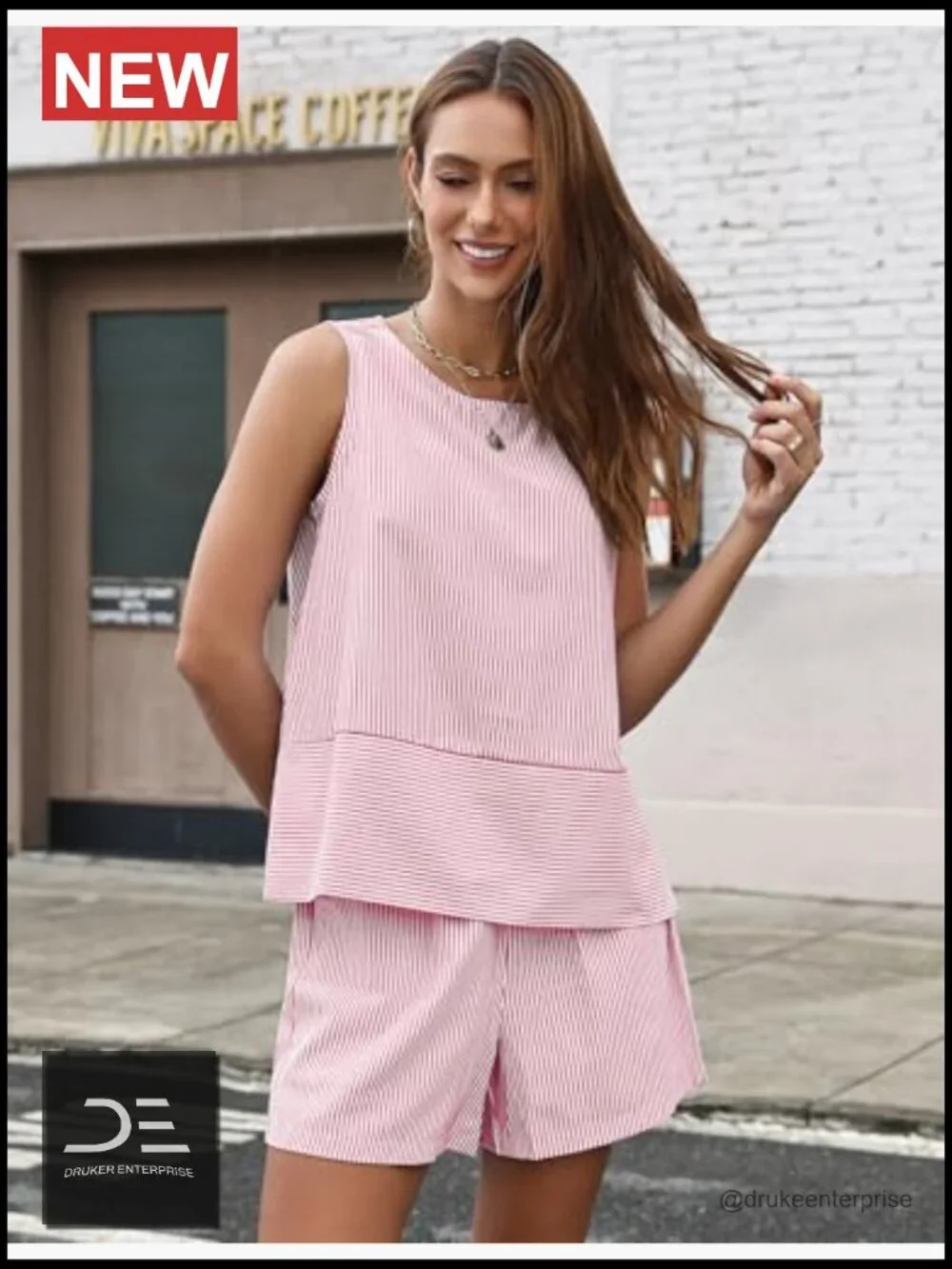 Women's 2 Piece Shorts Set Summer Tank Top Matching Pockets